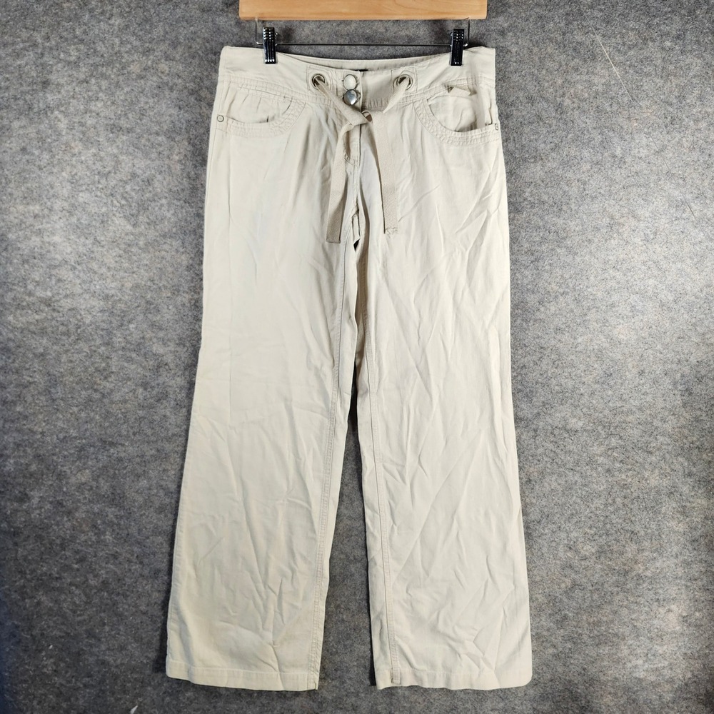 Blueโ Asphalt Linen Blend Wide Leg Casual Pants Size 5 Beige Drawstring Comfort